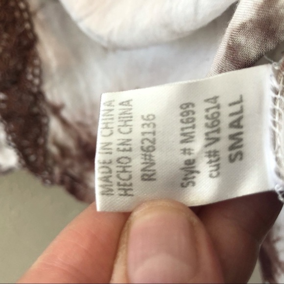 VIzio USA Brown & Tan Tie Die Bell Sleeves Tunic S - Picture 6 of 9